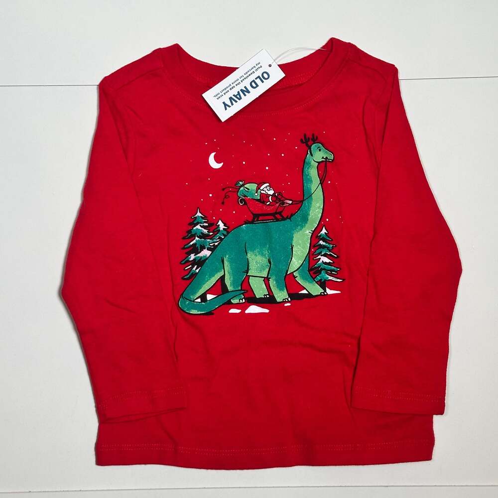 NWT Old Navy Baby Christmas Dinosaur Long Sleeve T-Shirt Size 18-24M